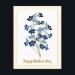 Happy Mother Day Vintag Blue Bells Blume Postkarte<br><div class="desc">Schöne botanische Vintage Illustration von blauen Glocken Blume auf weißem Hintergrund,  für Naturliebhaber,  für Mutter,  Geburtstag Grußkarte.</div>