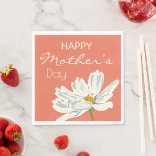 Happy Mother Day White Artistic Blume Serviette