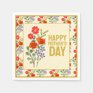 Happy Mother Day Wildblumen Gold Frame Serviette