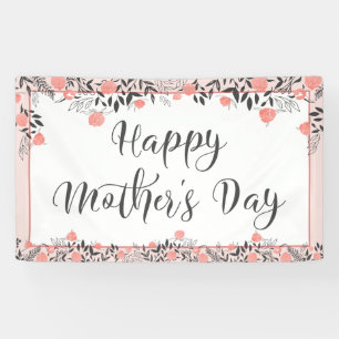 HAPPY MOTHERDAY Rose Gold Blush Bloral Banner