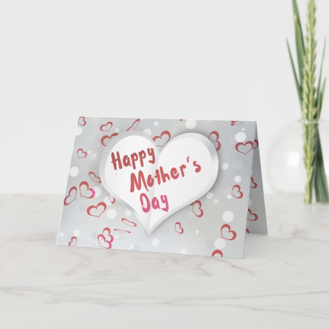 Happy Mother's Day 3D Paper Heart Karte (Vorderseite)
