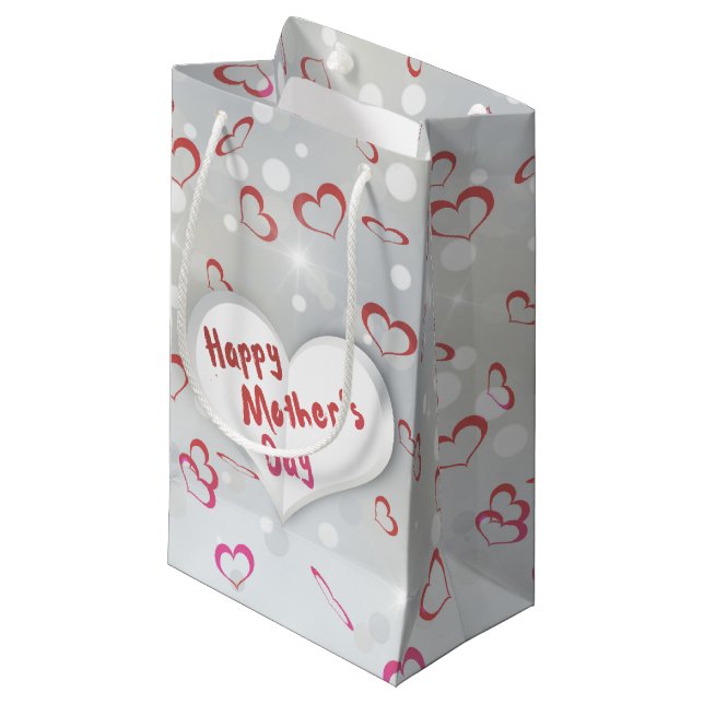 Happy Mother's Day 3D Paper Heart Kleine Geschenktüte (Vorderseite Schrägansicht)