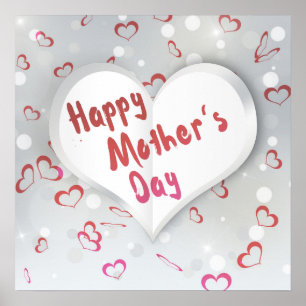 Happy Mother's Day 3D Paper Heart Poster