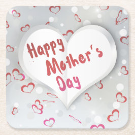 Happy Mother's Day 3D Paper Heart Rechteckiger Pappuntersetzer