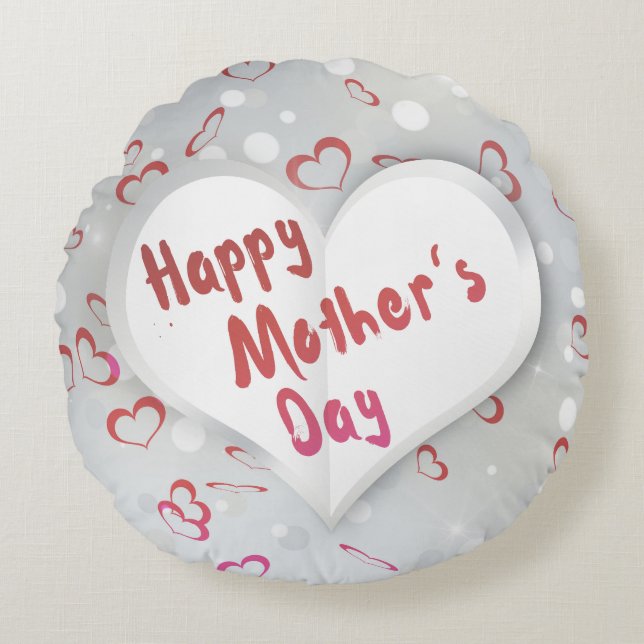 Happy Mother's Day 3D Paper Heart Rundes Kissen (Vorderseite)