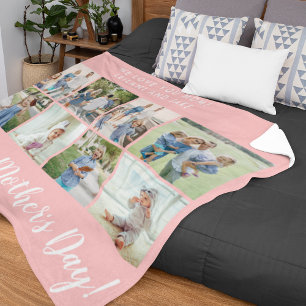Happy Mother's Day 8 Foto Collage Pink Fleecedecke