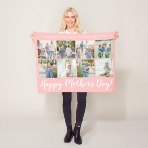 Happy Mother's Day 8 Foto Custom Baby Pink Fleecedecke