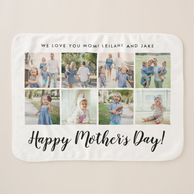 Happy Mother's Day 8 Foto Custom White Sherpadecke (Vorderseite (Horizontal))