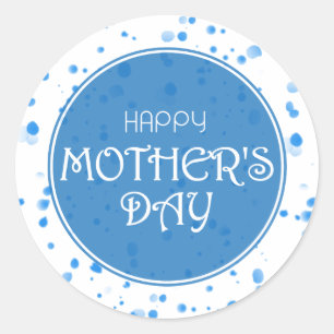 Happy Mother's Day Abstrakt Blue Runder Aufkleber
