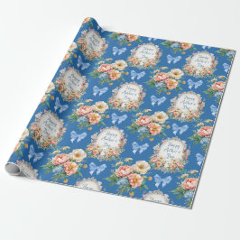 Happy Mother's Day Blue Floral Geschenkpapier