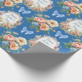 Happy Mother's Day Blue Floral Geschenkpapier