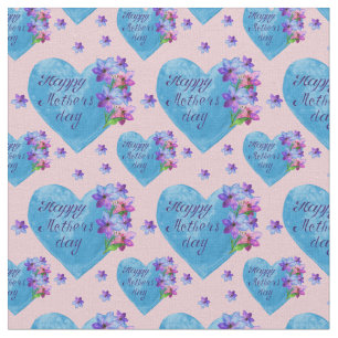 Happy Mother's Day Blue Hearts Floral auf Pink Stoff
