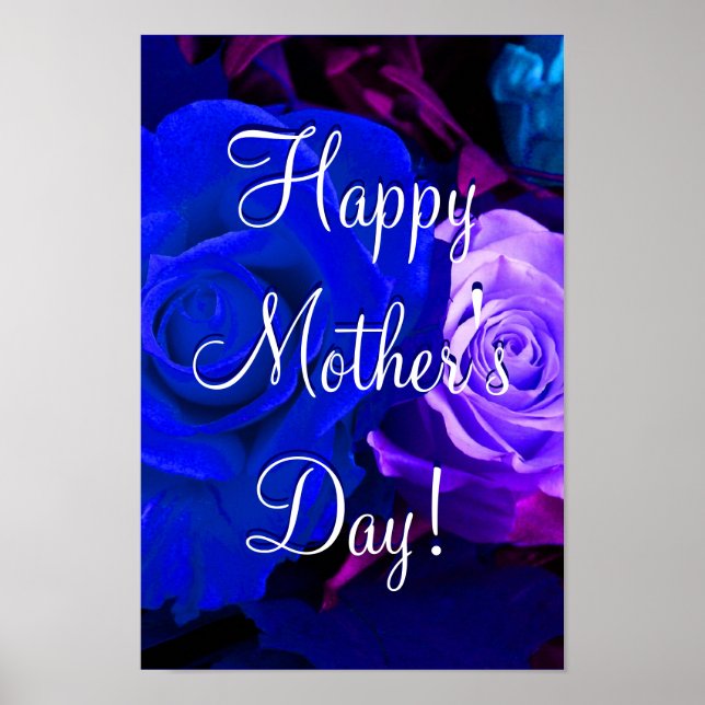 Happy Mother's Day Blue Lila Rose Poster (Vorne)