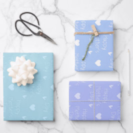 Happy Mother's Day Blue Theme Set von 3 Geschenkpapier Set