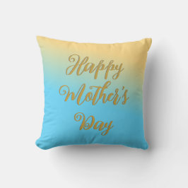 Happy Mother's Day Blue Yellow Ombre Chic Hübsch Kissen