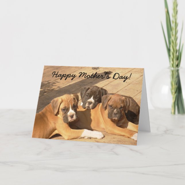 Happy Mother's Day Boxer Welpen Grußkarte Karte (Vorderseite)