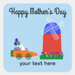 Happy Mother's Day Bunny Carrot Car #4 Stickers