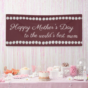 Happy Mother's Day Burgundy Diamonds Banner