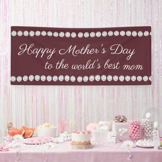Happy Mother's Day Burgundy Diamonds Banner (Party)