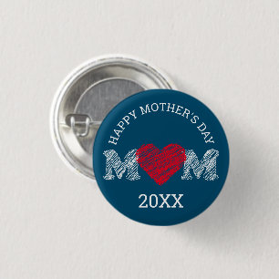 Happy Mother's Day Button (Dunkeltürkis)