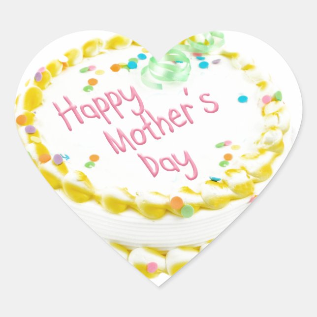 Happy Mother's Day Cake Herz-Aufkleber (Vorderseite)