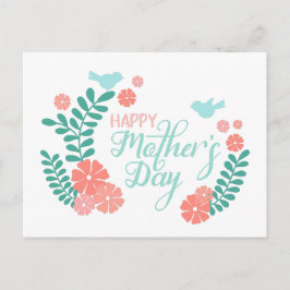 Happy mother's day calligraphy text flowers postkarte