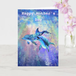 Happy Mother's Day Card Dolphin Family Karte