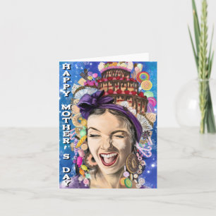 Happy Mother's Day Card with Playful Woman - Funny Karte