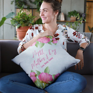 Happy Mother's Day Chic Pink Floral Kissen