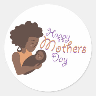 Happy Mother's Day Child Runder Aufkleber
