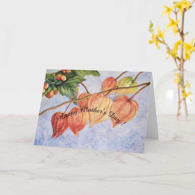 HAPPY MOTHER'S DAY CHINESE LANTERNS CARD KARTE (Gelbe Blume)
