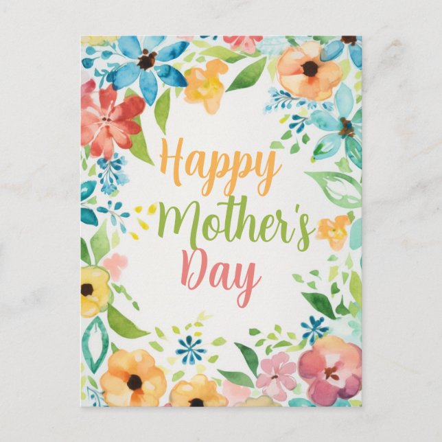 Happy Mother's Day Colorful Flowers Postkarte (Vorderseite)