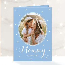 Happy Mother's Day Custom Photos Script Blue Cute Karte