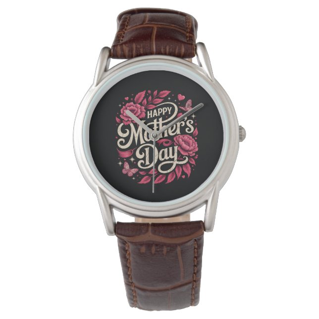 Happy Mothers Day Cute Floral Mom Armbanduhr (Vorderseite)