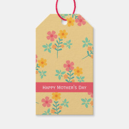 Happy Mother's Day Daisy Retro Bouquet in Gelb Geschenkanhänger
