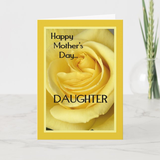 Happy Mother's Day Daughter-Gelbe Rose Karte (Vorderseite)