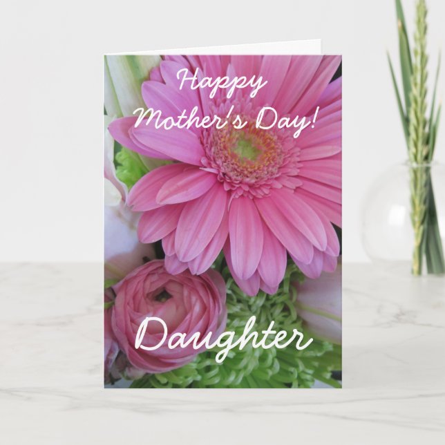 Happy Mother's Day-Daughter-Rosa Floral Karte (Vorderseite)