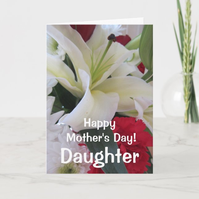 Happy Mother's Day-Daughter-Weiße Lilie Floral Karte (Vorderseite)