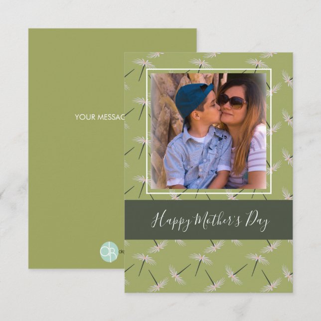 Happy Mother's Day Ditsy Florals Green Card Karte (Vorne/Hinten)