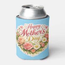 Happy Mother's Day elegant floral wreath teal can