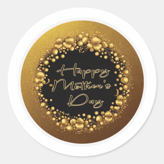 Happy Mother's Day Elegant Gold Aufkleber (Vorderseite)