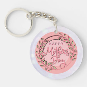 Happy Mother's Day Elegant Moderne rosa Blütenwelt Schlüsselanhänger
