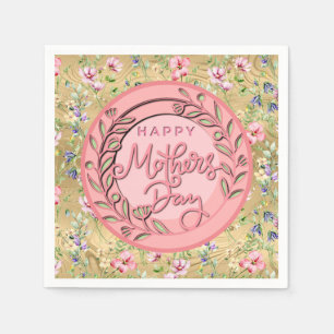 Happy Mother's Day Elegant Moderne rosa Blütenwelt Serviette