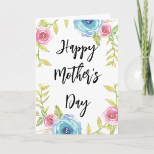 Happy Mother's Day Elegant Rosa und Blau Flora Karte