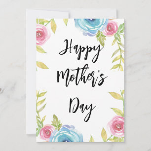 Happy Mother's Day Elegant Rosa und Blau Flora Karte