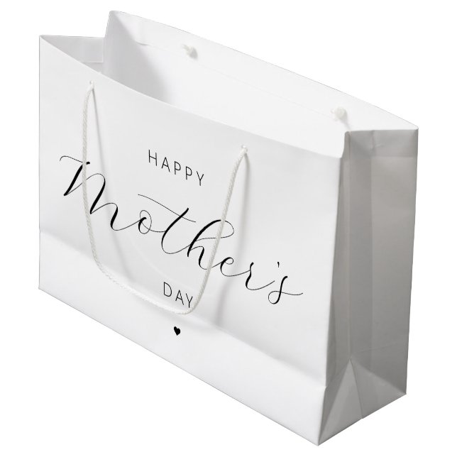 Happy Mother's Day Elegante Script Typografie Große Geschenktüte (Vorderseite Schrägansicht)