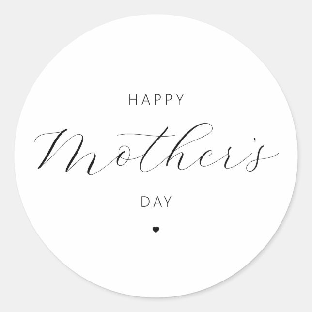 Happy Mother's Day Elegante Script Typografie Runder Aufkleber (Vorderseite)