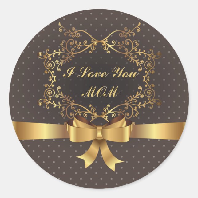 Happy Mother's Day Elegantes Golden Design Runder Aufkleber (Vorderseite)