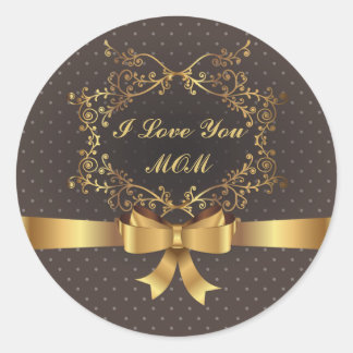 Happy Mother's Day Elegantes Golden Design Runder Aufkleber