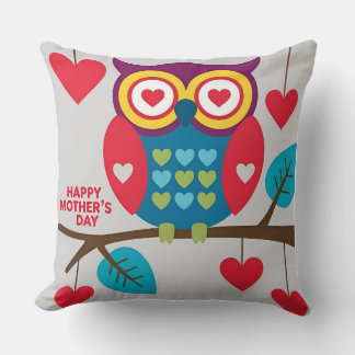 Happy Mother's Day: Eule mit Herz-Augen Kissen